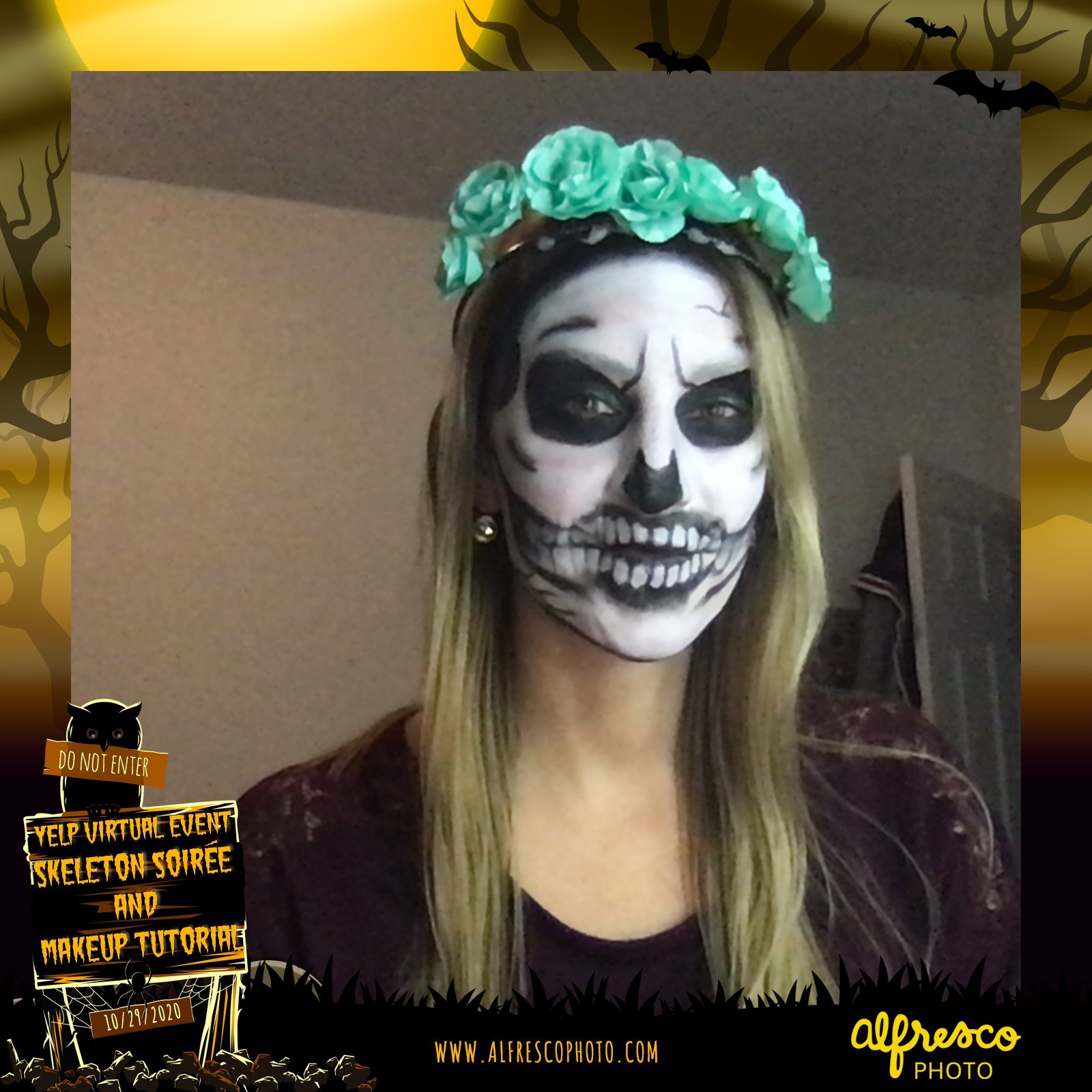 Yelp Skeleton Makeup Tutorial | View more photos from the event at events.alfrescophoto.com/u/AlfrescoPhoto/Yelp-Skeleton-Makeup-Tutorial